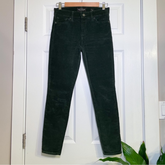 Lucky Brand Corduroy Jeans Ava Skinny Mid-rise Dark Green - Picture 3 of 15